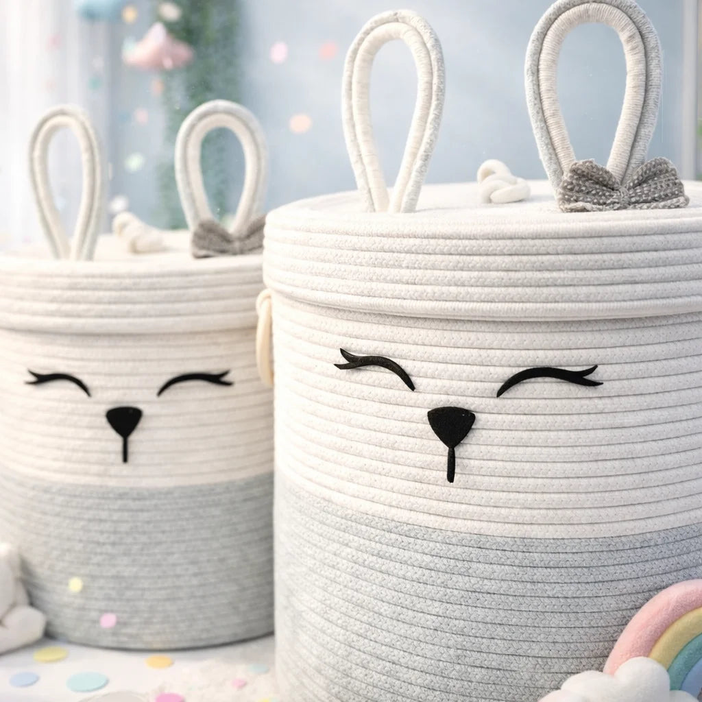 Cute Bunny Storage Basket with Lid