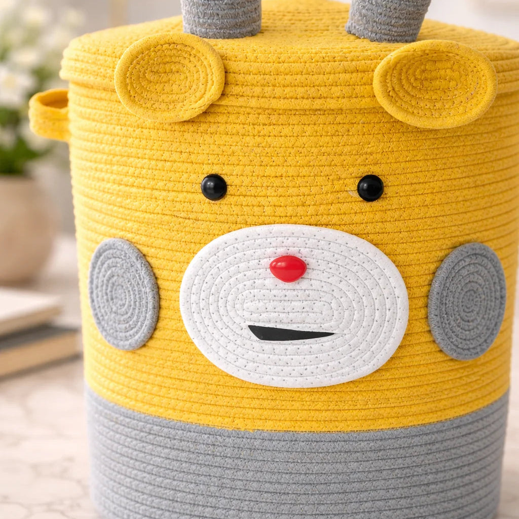 Cute Bear Storage Basket with Lid
