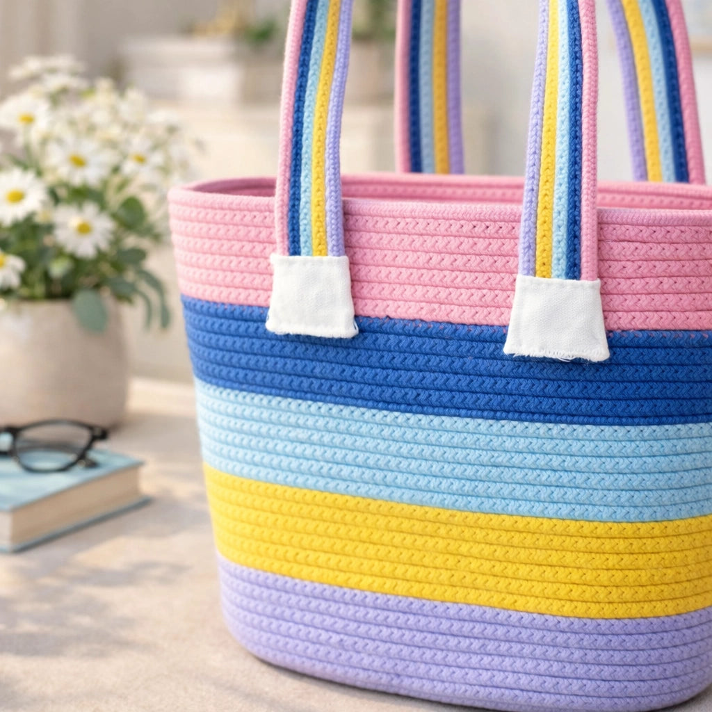 Pastel Multi-Color Woven Bag