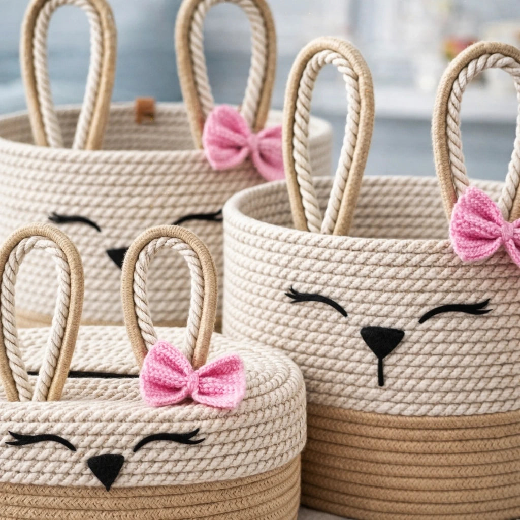Cute Bunny Rope Storage Basket