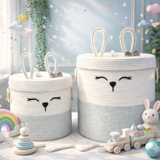 Cute Bunny Storage Basket with Lid