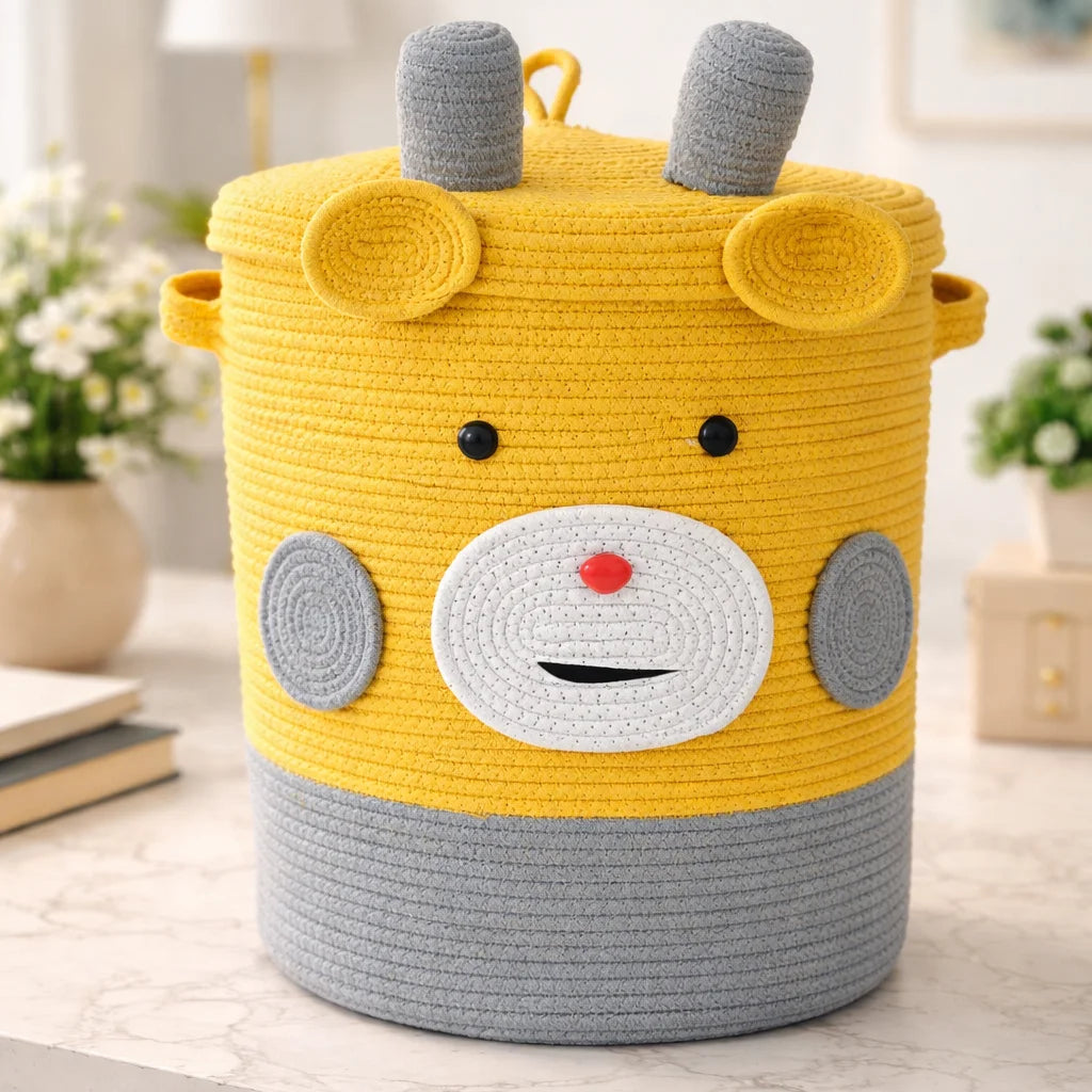 Cute Bear Storage Basket with Lid