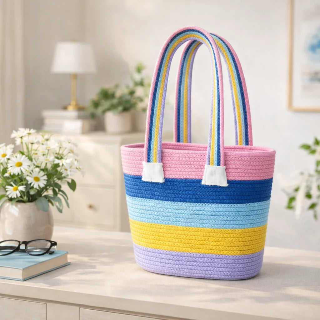 Pastel Multi-Color Woven Bag