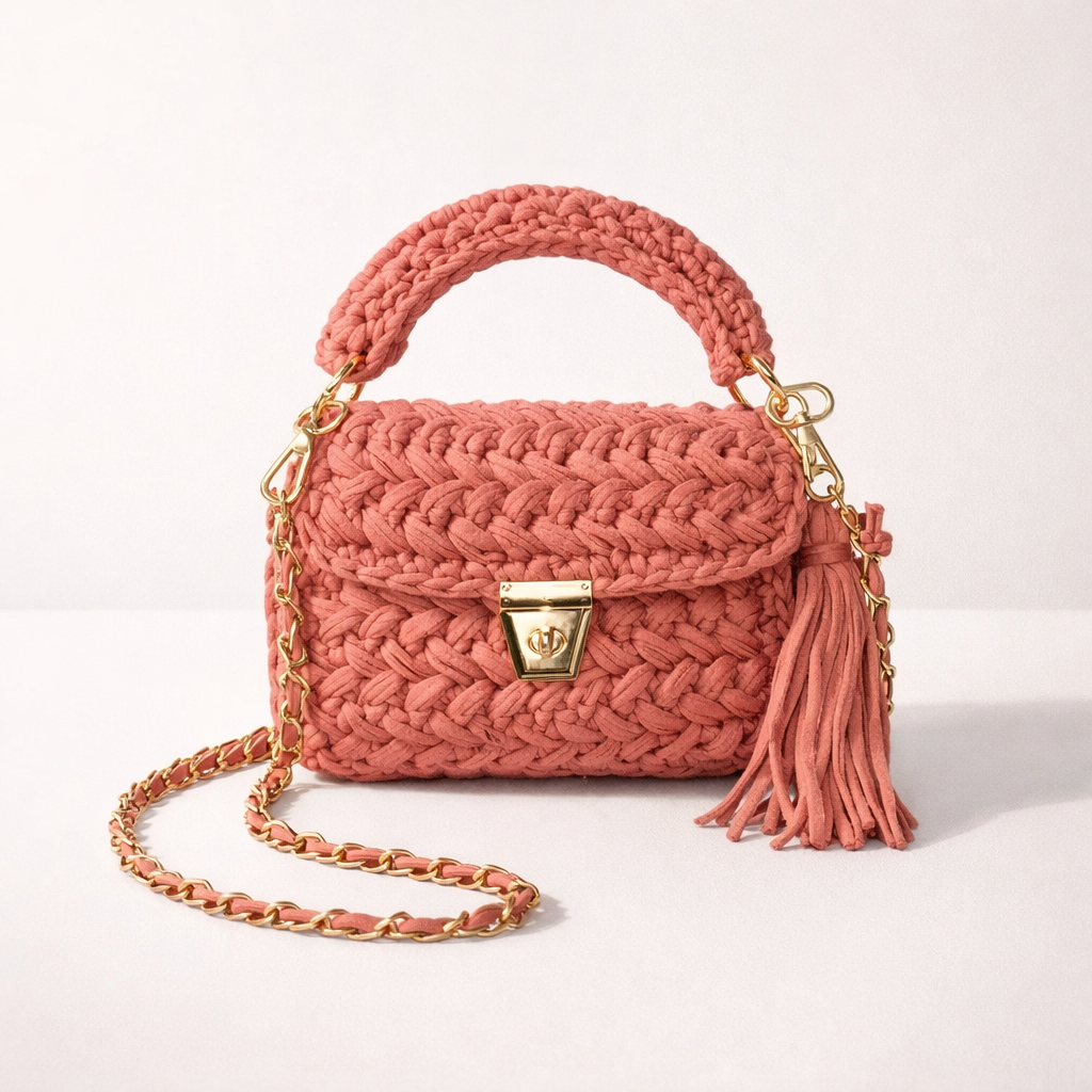 Coral Woven Handbag for Women