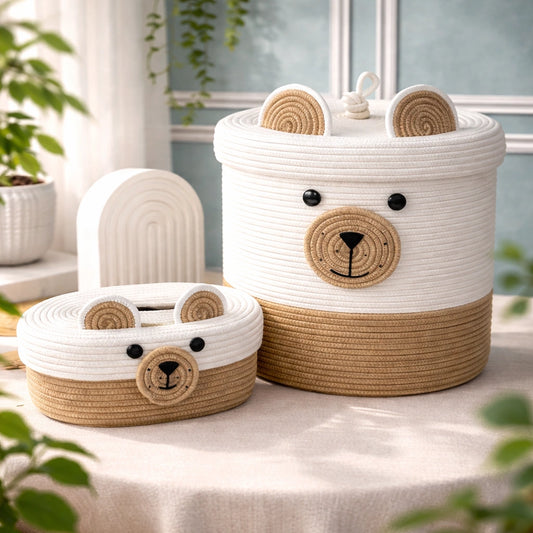 Cute Bear Cotton Rope Storage Basket