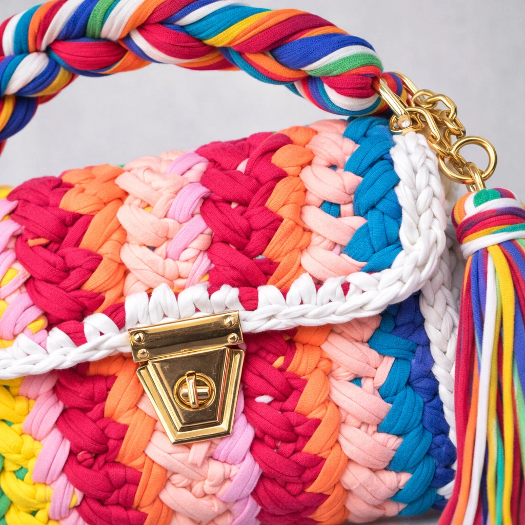 Multi-Color Woven Handbag for Women