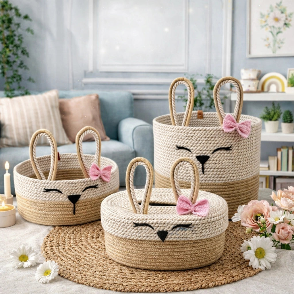 Cute Bunny Rope Storage Basket