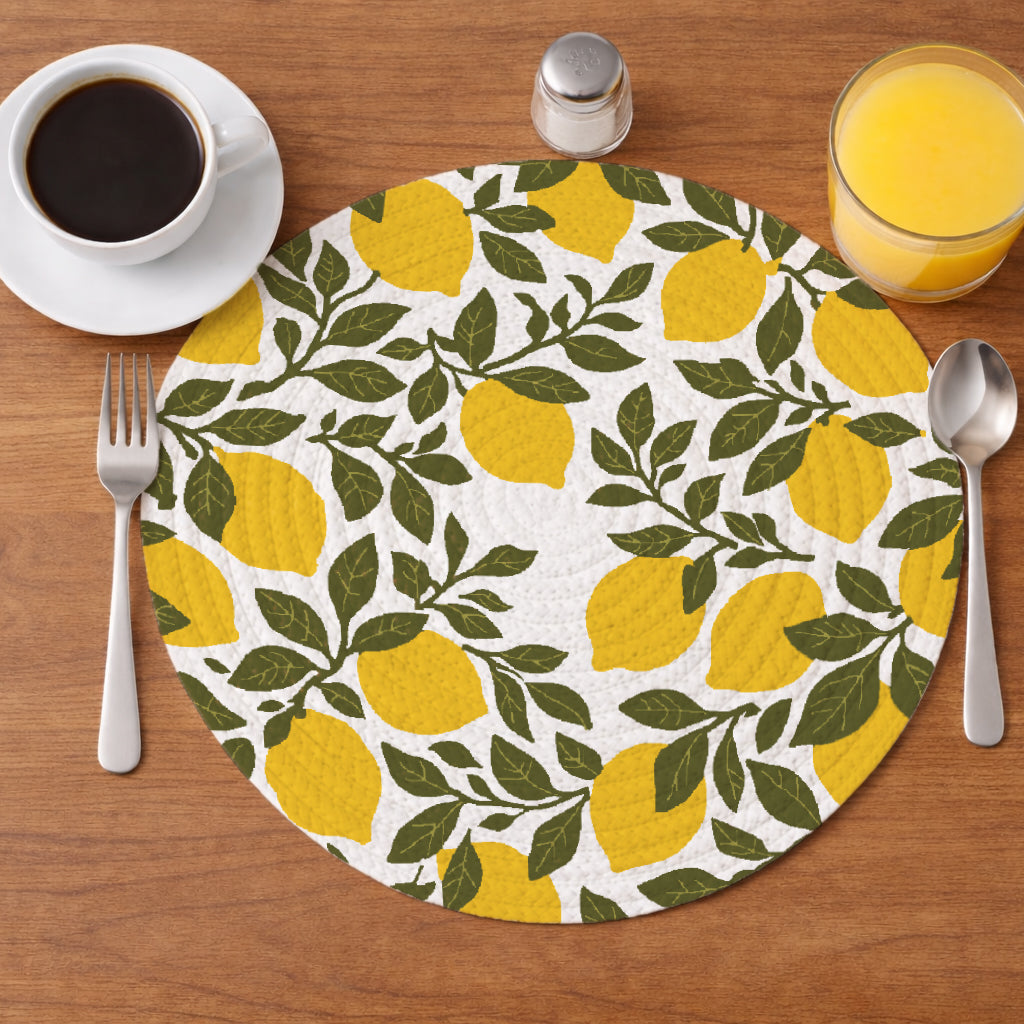 Golden Lemon Round Placemat
