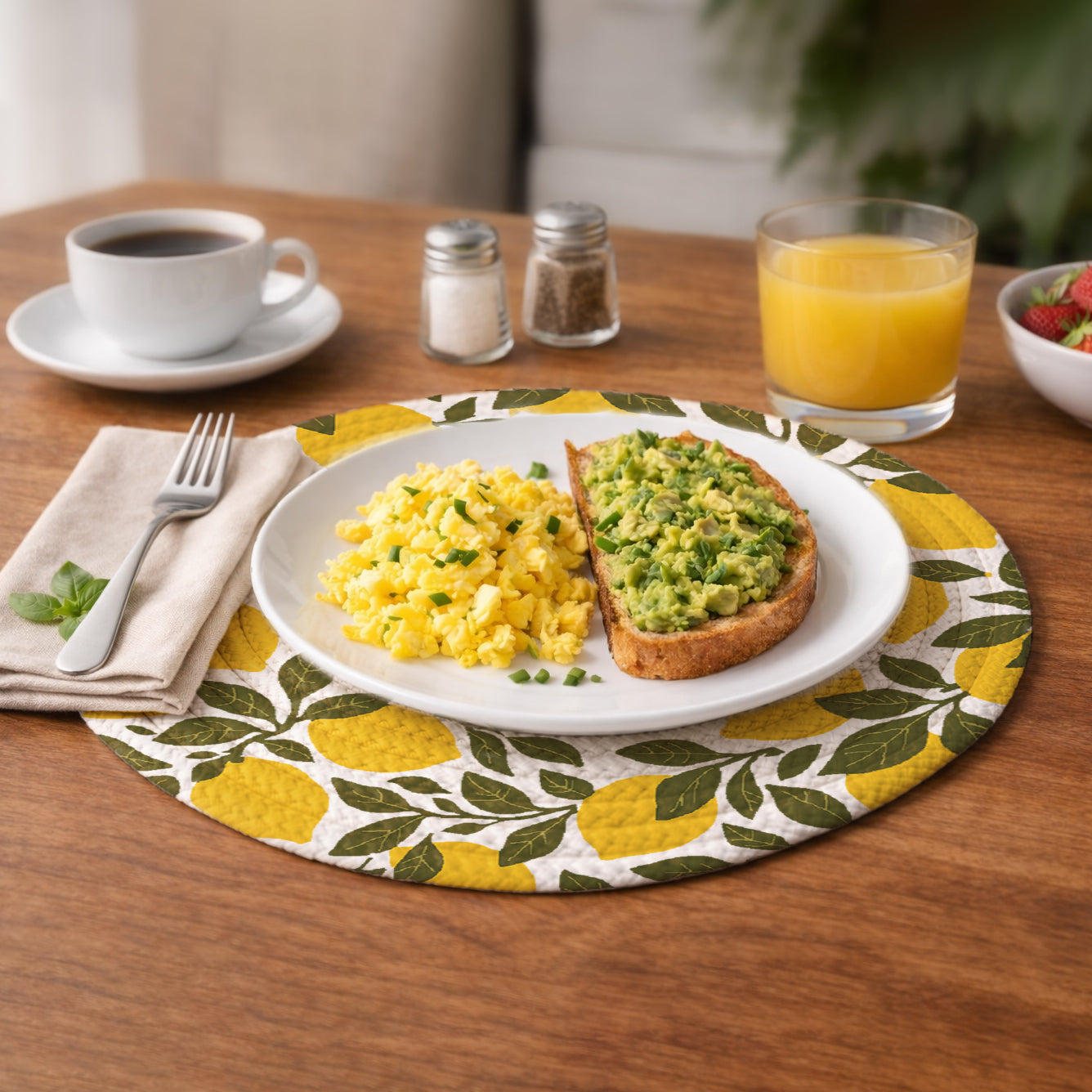 Golden Lemon Round Placemat